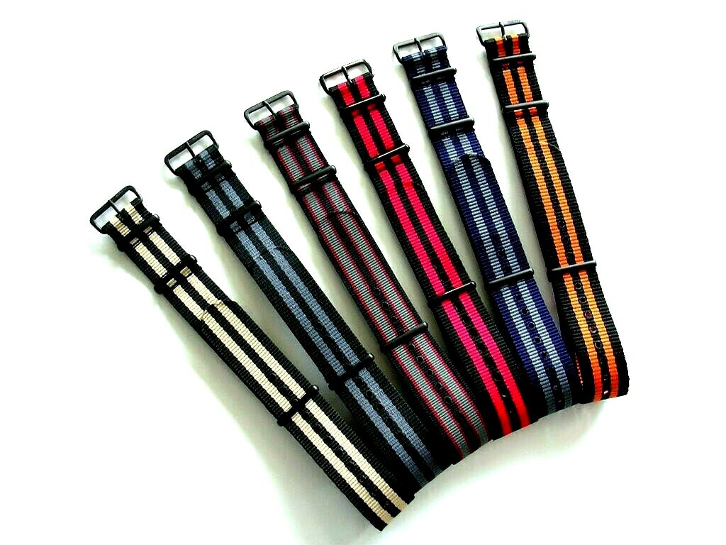 22mm Bond stripe NATO G10 ® PVD nylon Military watchband RAF strap IW SUISSE 20m