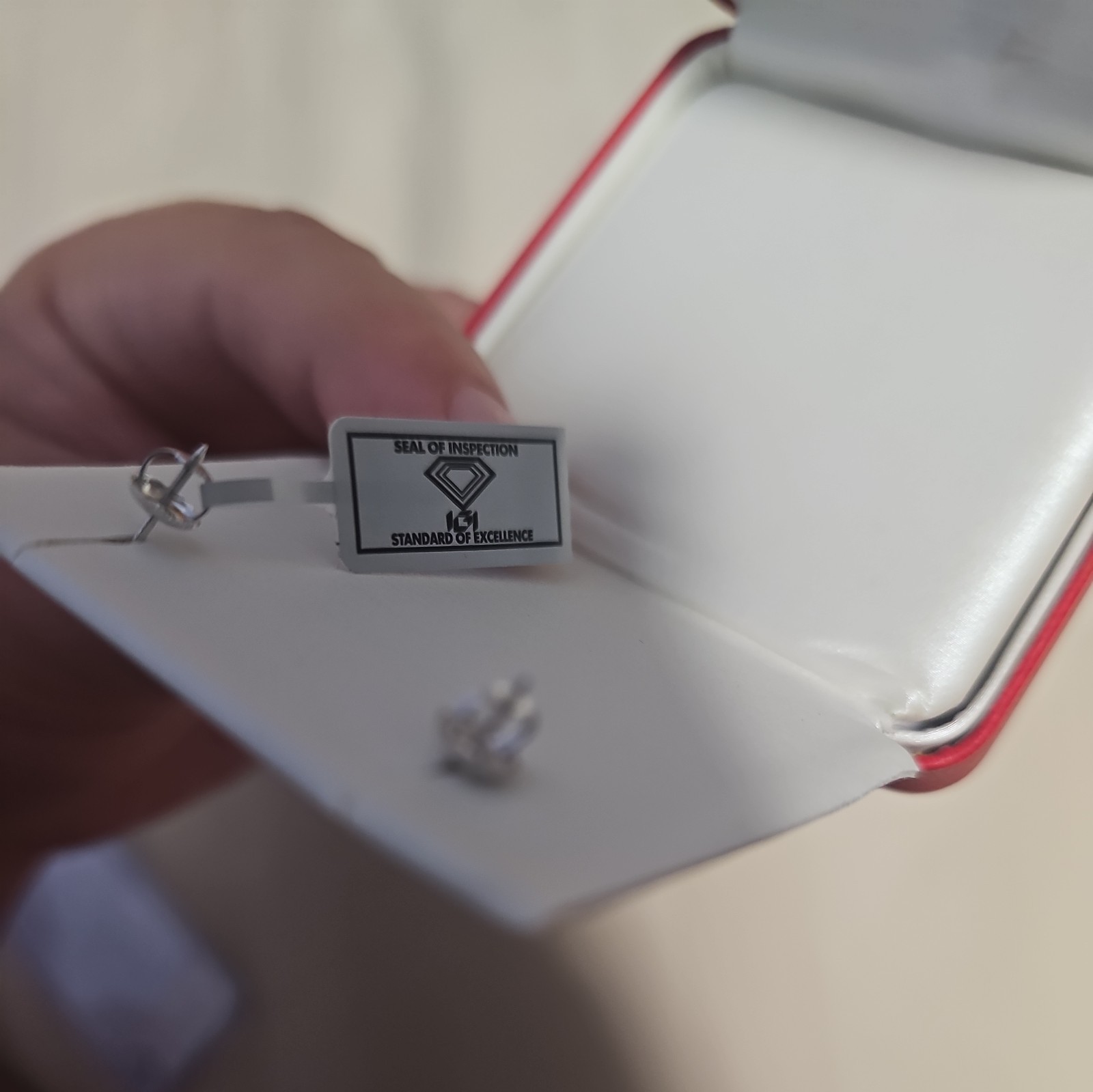 Brand New Diamour Brand 14K white gold real diamond stud earrings with IGI Cert