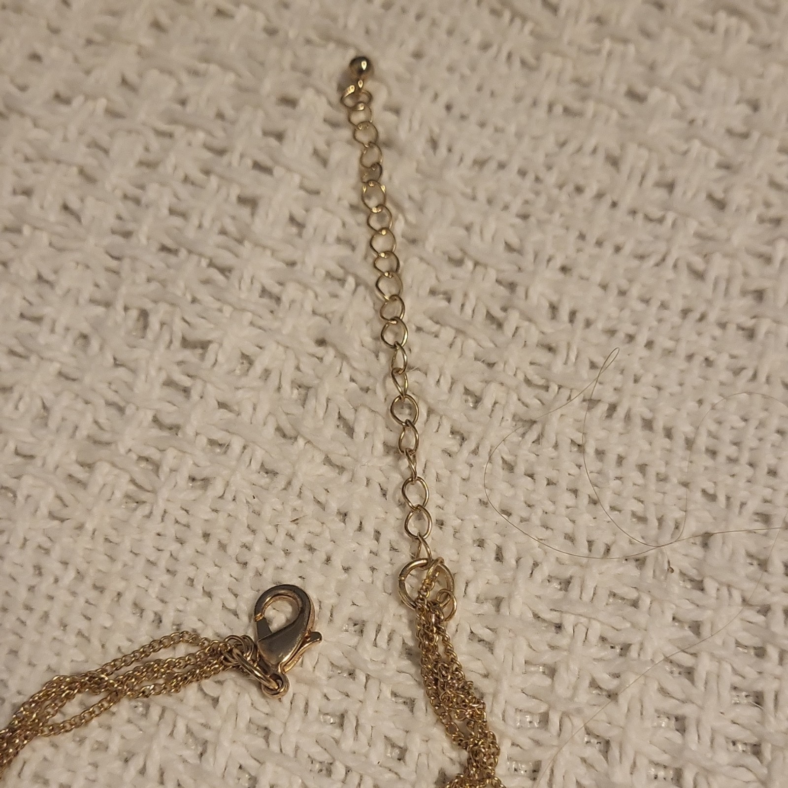 Gold Tone Chain Necklace Clear Crystal Pavé Cone Tassel Pendant Adjustable