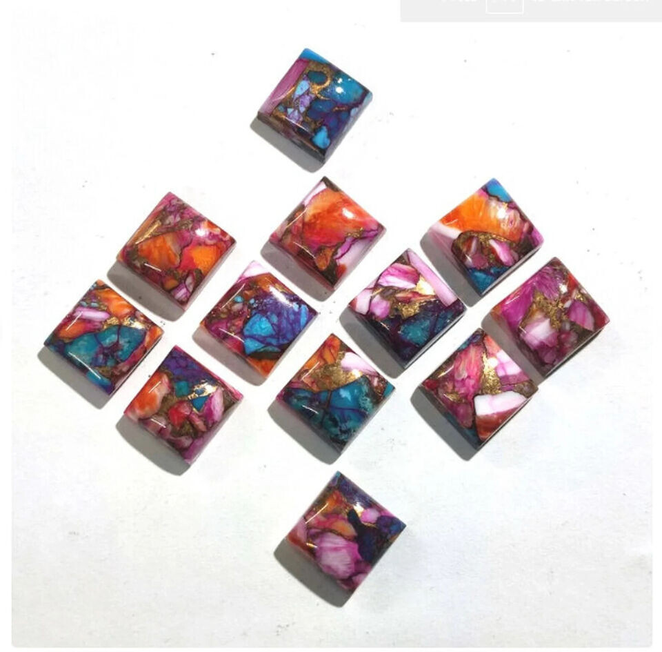 SPINY PURPLE DALIHA COPPER TURQUOISE CABOCHON SQUARE SHAPE LOOSE GEMSTONE