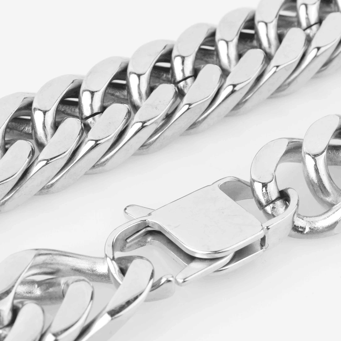 10-17mm Wide Silver Tone/Gold Stainless Steel Curb Cuban Chain Necklace for Men