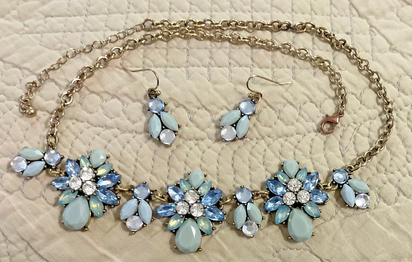 Necklace and Earrings Set Blue Sparkle Adjustable Dainty Special Occasion