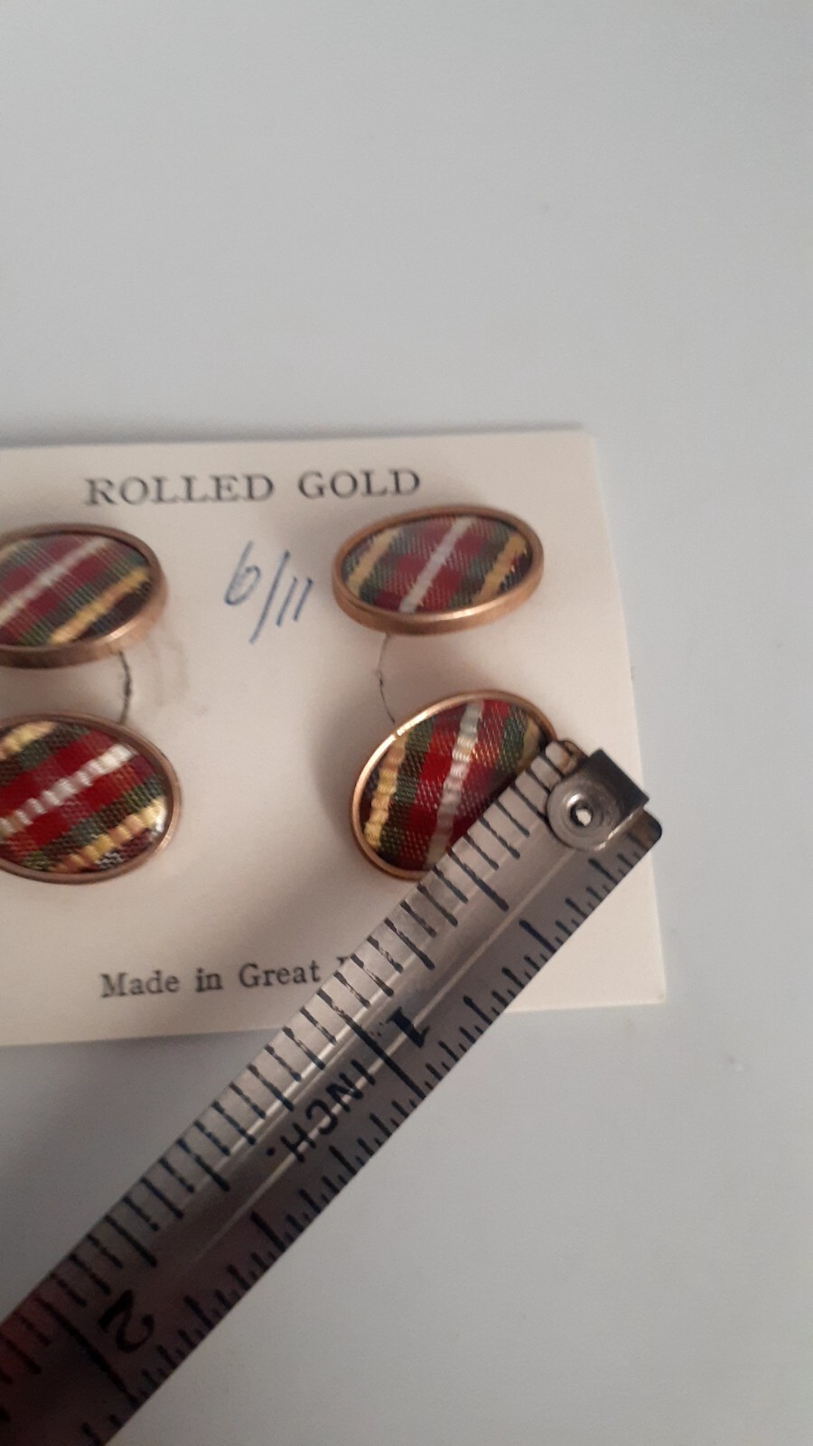Rolled Gold Plaid Cufflinks Made in Great Britain