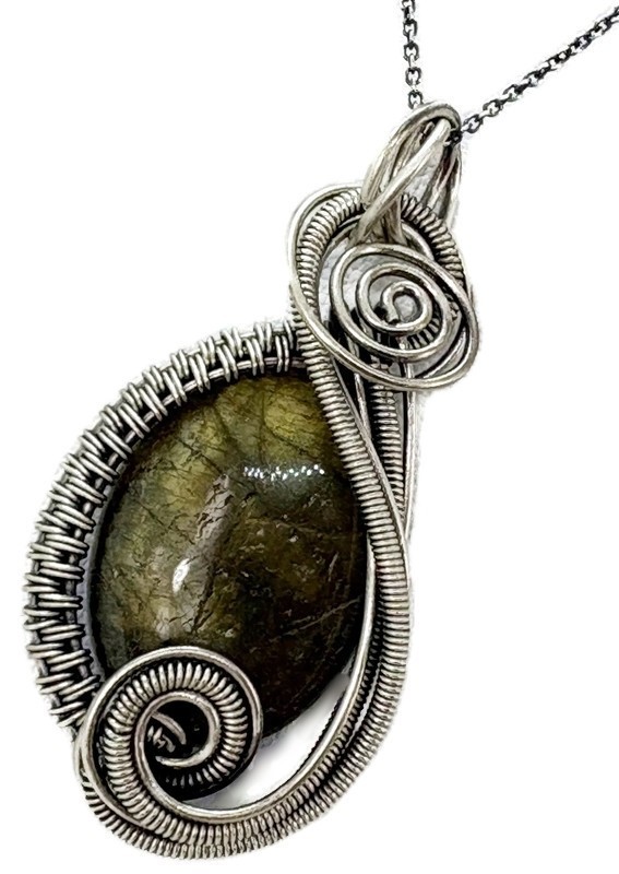 Labradorite and Sterling Silver Necklace and Earrings Set with Swarovski Crystal