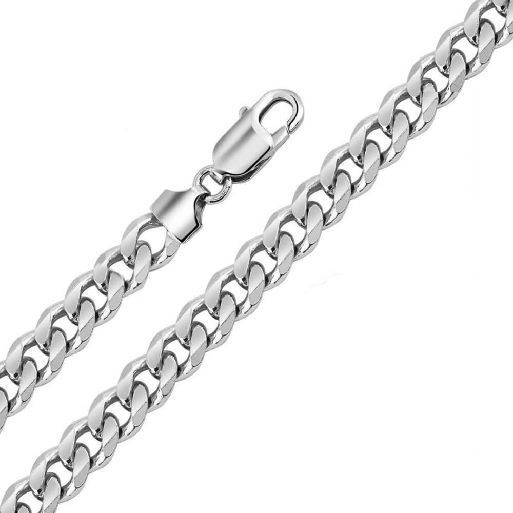 Verona Jewelers 925 Sterling Silver 3MM Curb Cuban Link Chain Necklace , Unisex