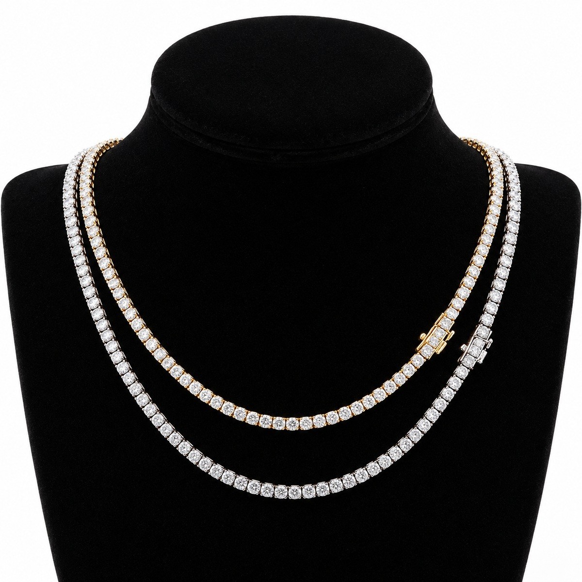 15.00 Ct Lab Grown Diamond Tennis Necklace 14k Yellow Gold 21 Gm E F VVS 17 Inch