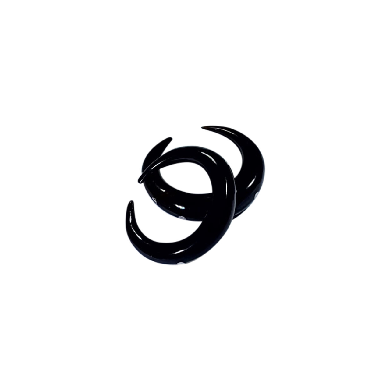 Organic Bone Ear Bull Crescent Tapers with Silver Stud Design – Sold as a pair