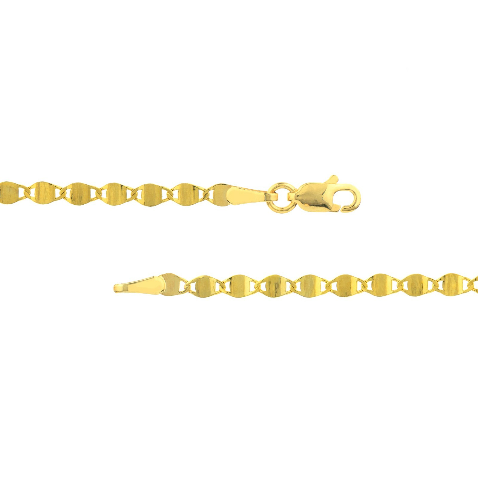 2.7mm Polished Oval Mirror Chain Necklace Real 14K Yellow Gold