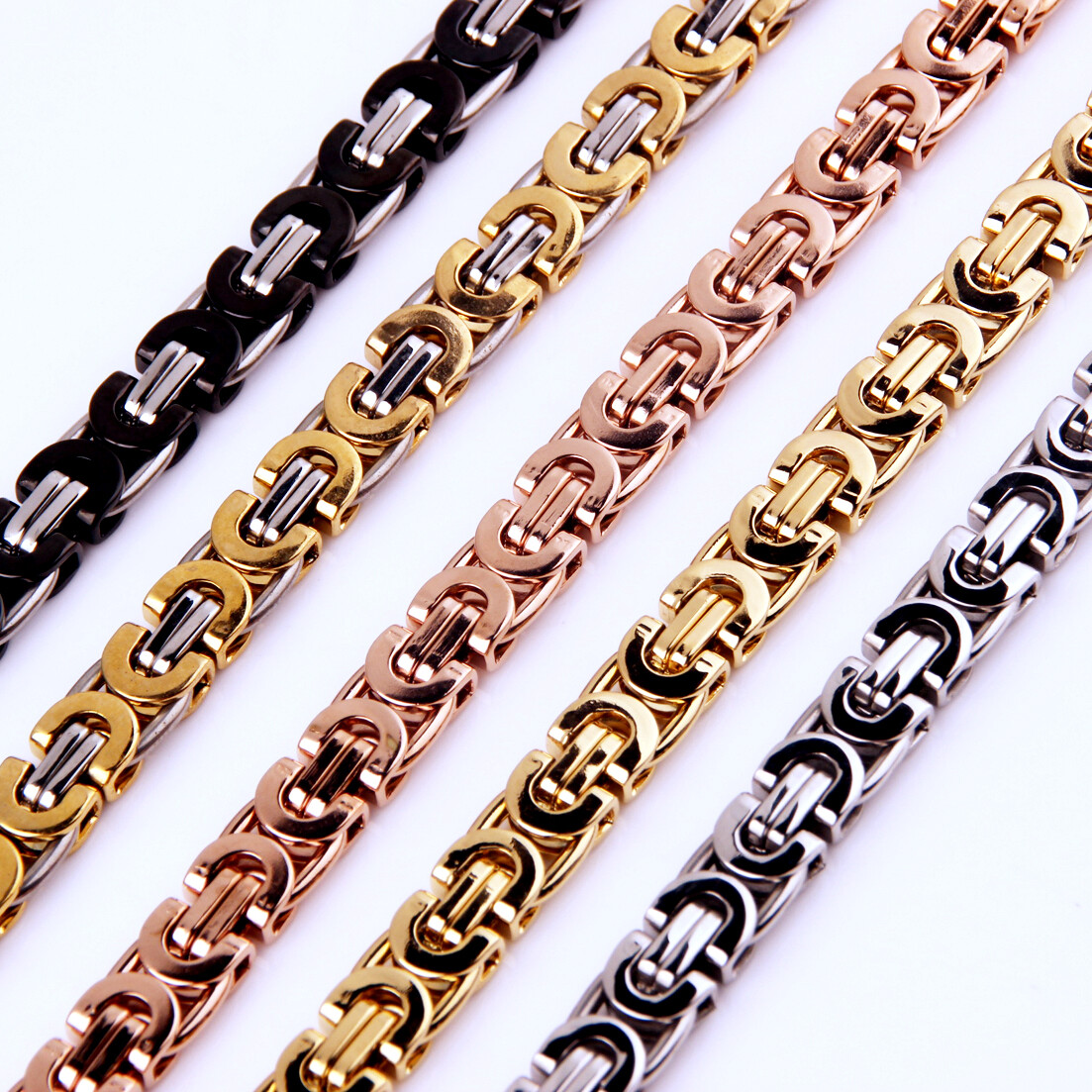Charming 6/8/11mm Stainless Steel Women Mens Byzantine Boxes Chain Necklace Gift