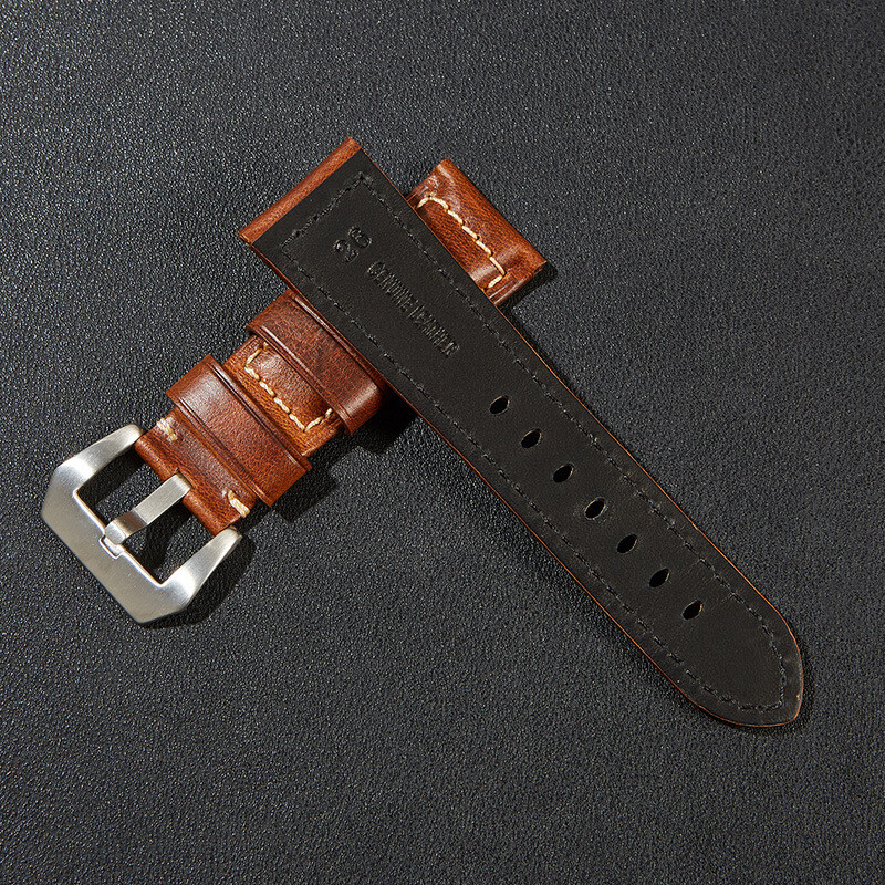 High-grade Italian Vintage Oil-waxed Genuine Leather Watch Band 20/22/24/26mm