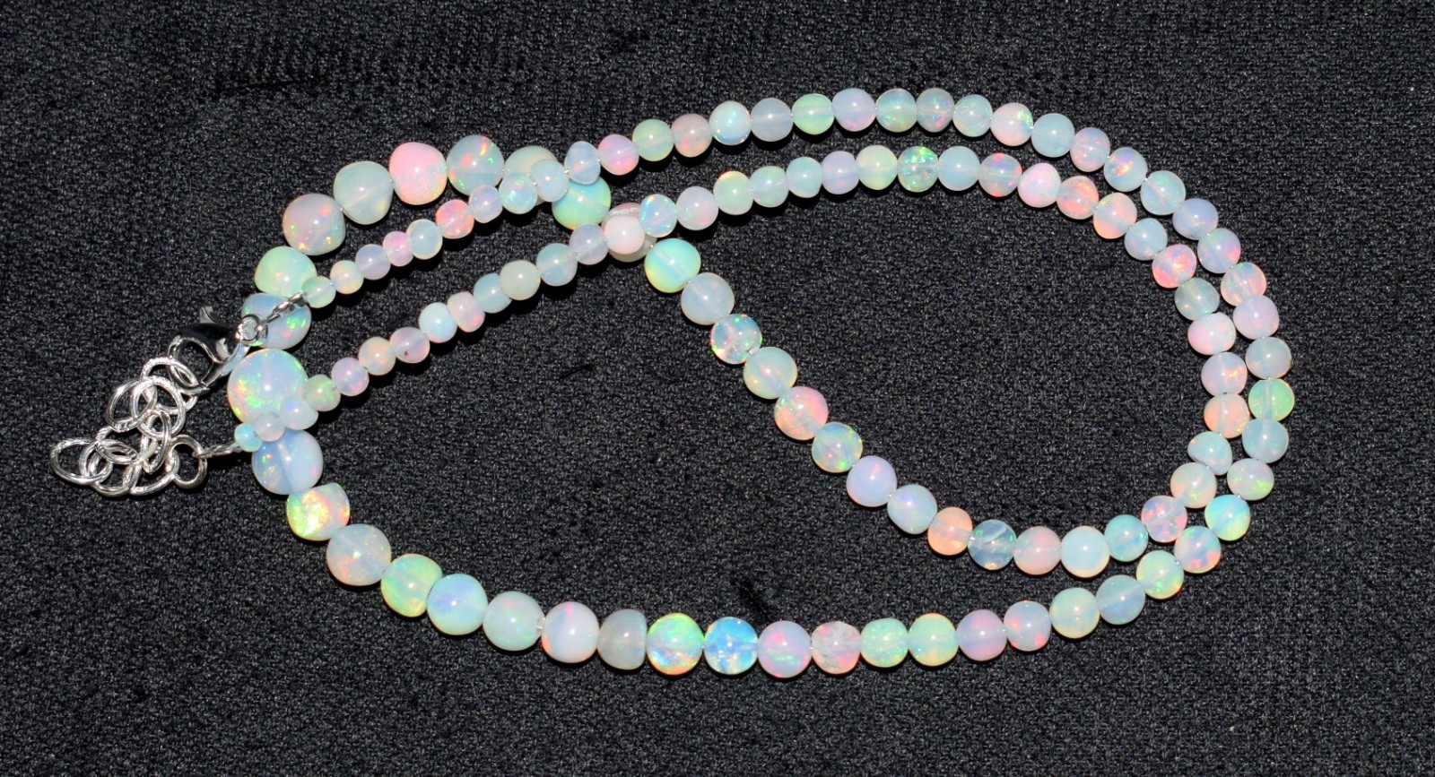 Natural Ethiopian Opal Welo Fire Opal Gemstone Beads 16”Necklace Jewelry A0766