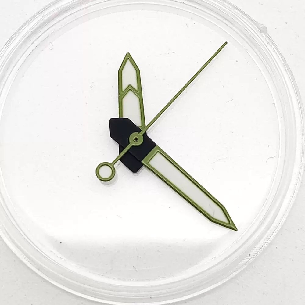 1 Set Luminous Watch Hand Set Olive Green Silver Black For NH35 NH36