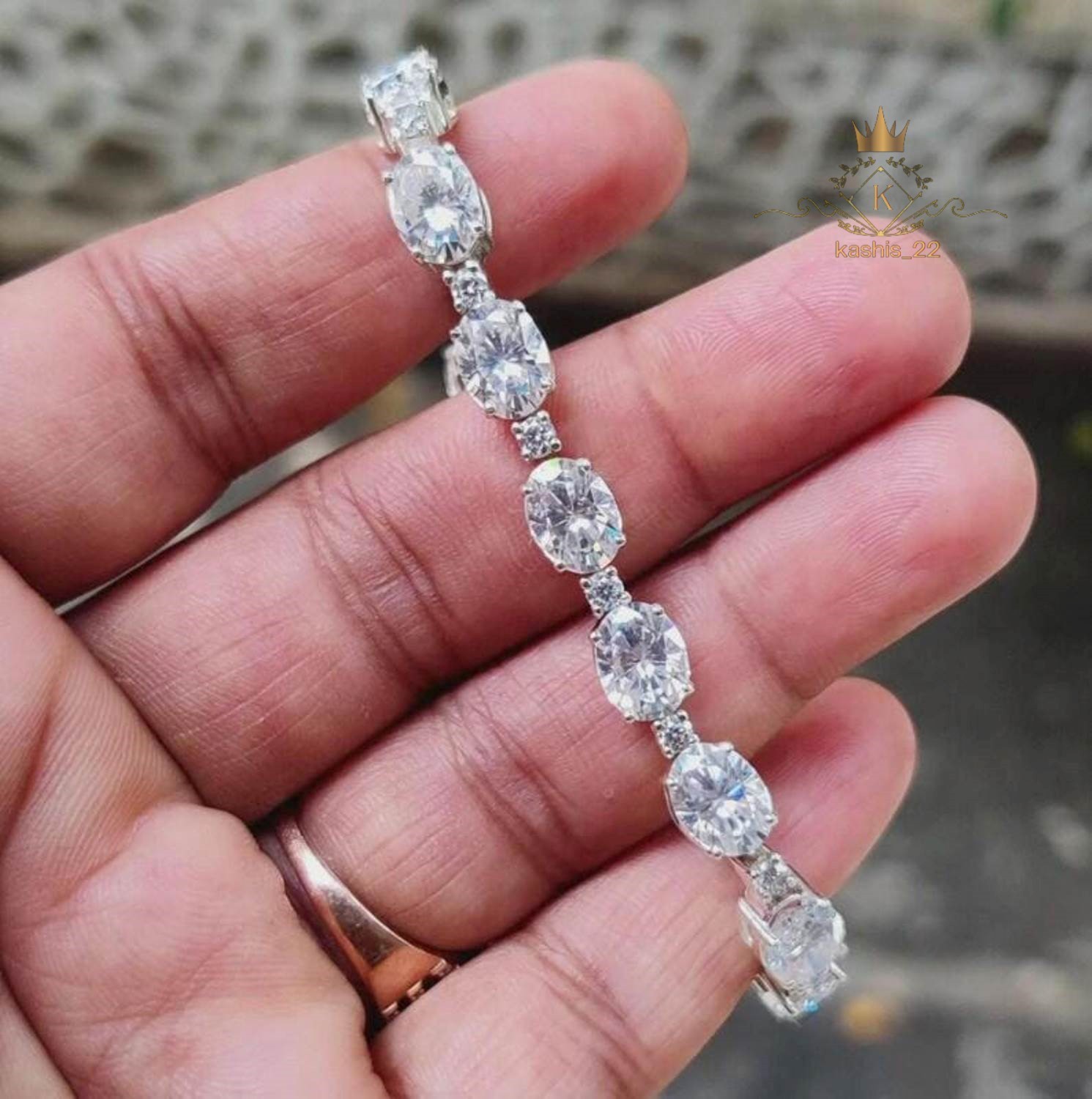 7′ Inch Long Tennis Wedding Bracelet Solid 14K White Gold Oval & Round Cut 7 CT