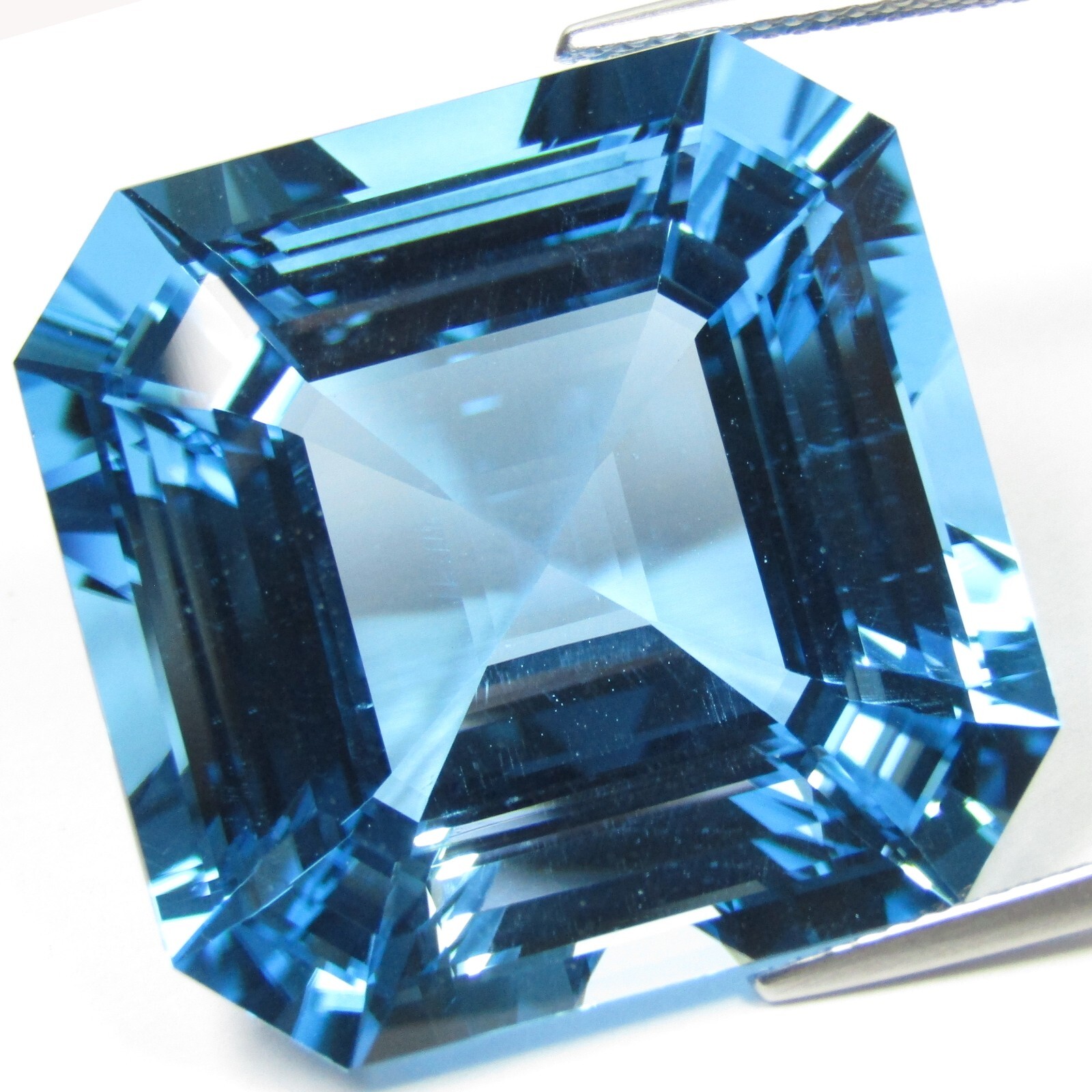 78.63Cts Striking Natural Top Baby Blue Topaz 24mm Asscher Cut Brazil Gemstone
