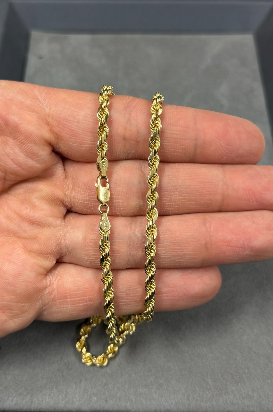 14k Solid Gold Diamond Cut 4mm Rope Chain 22” Inches 26.90 Grams