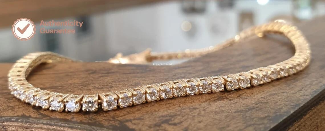3.5Ct Certified Natural GHI/VS-SI Diamond Tennis Bracelet 14k Gold Birthday Gift