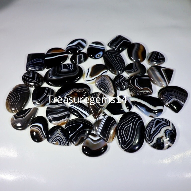 250 Crt WHOLESALE LOT TUXEDO AGATE-HAKIK-HAQIQ CABOCHON GEMSTONE AAAA