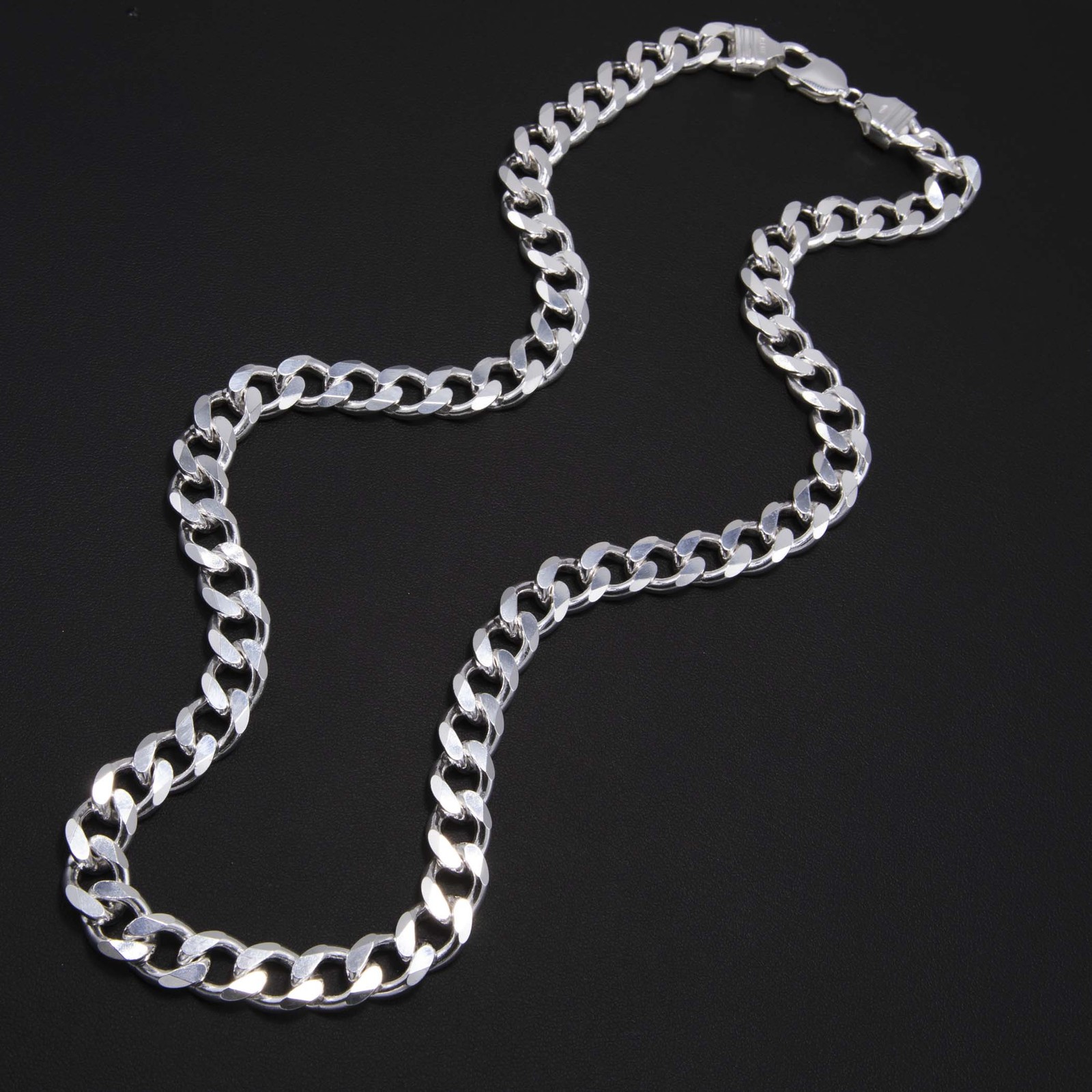 Shiny Curb Link Chain Solid Sterling Silver 925 Italy All Sizes