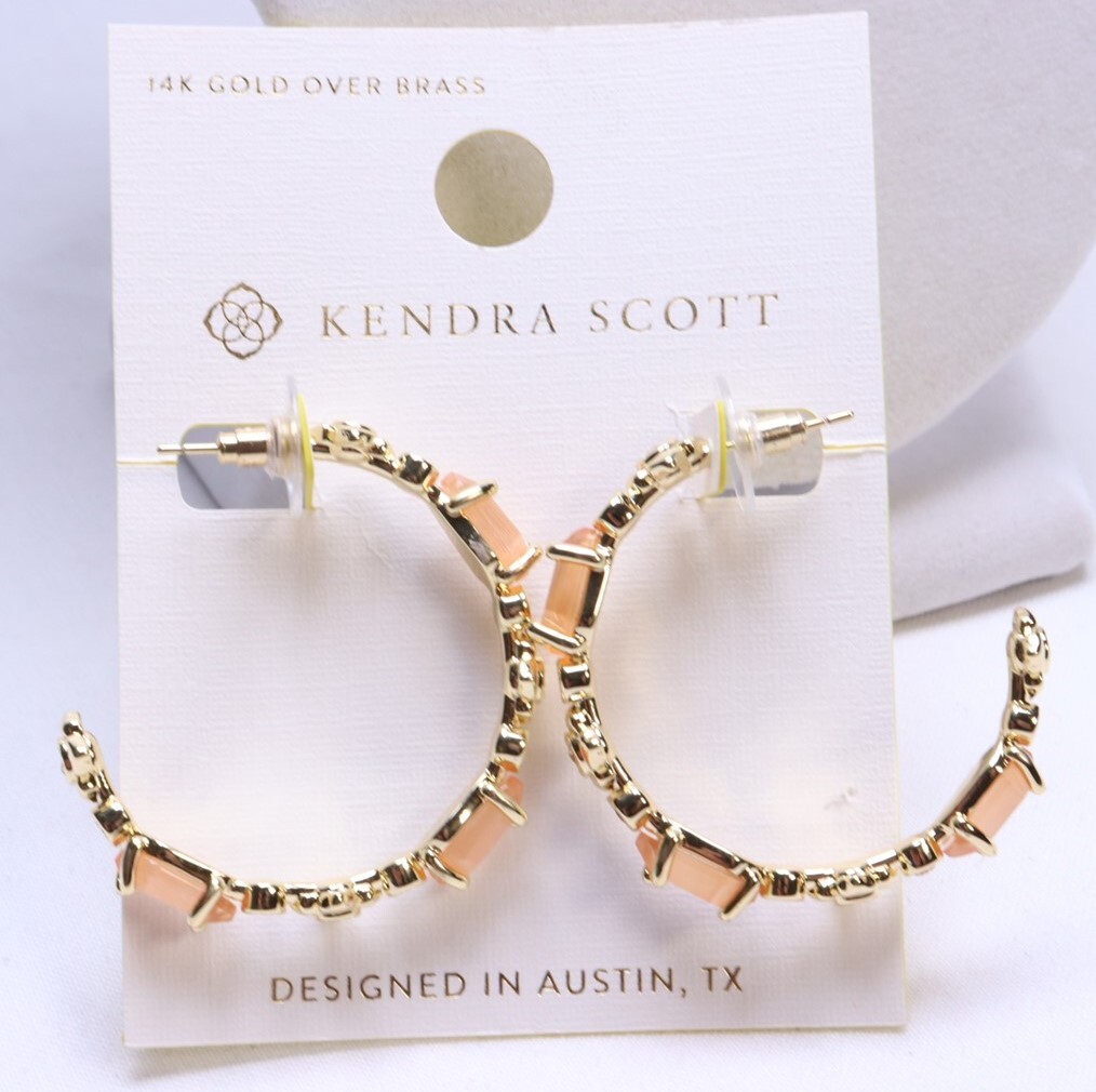 Kendra Scott June Mix 14K Gold Over Brass Statement Hoop Earrings – Coral Orange