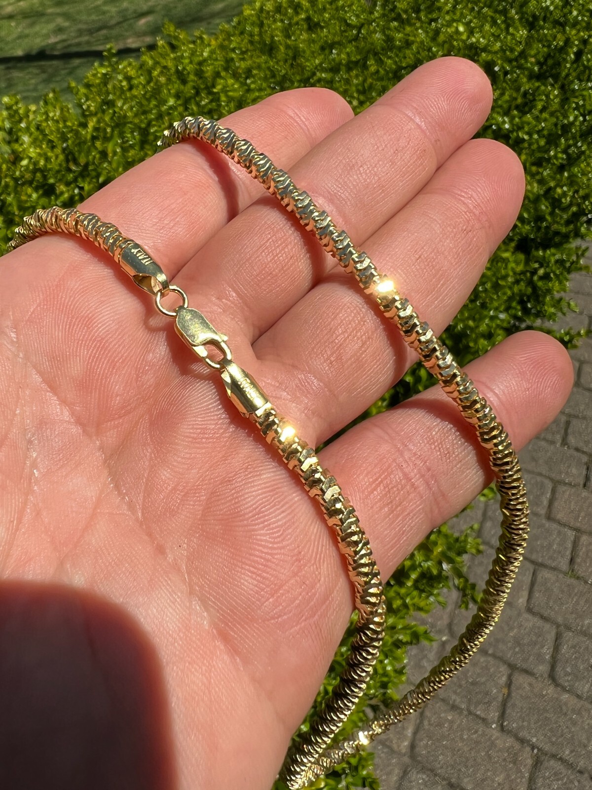 Real 14k Gold Plated 925 Silver Diamond Cut Sparkle Ice Rope Chain Necklace 4mm