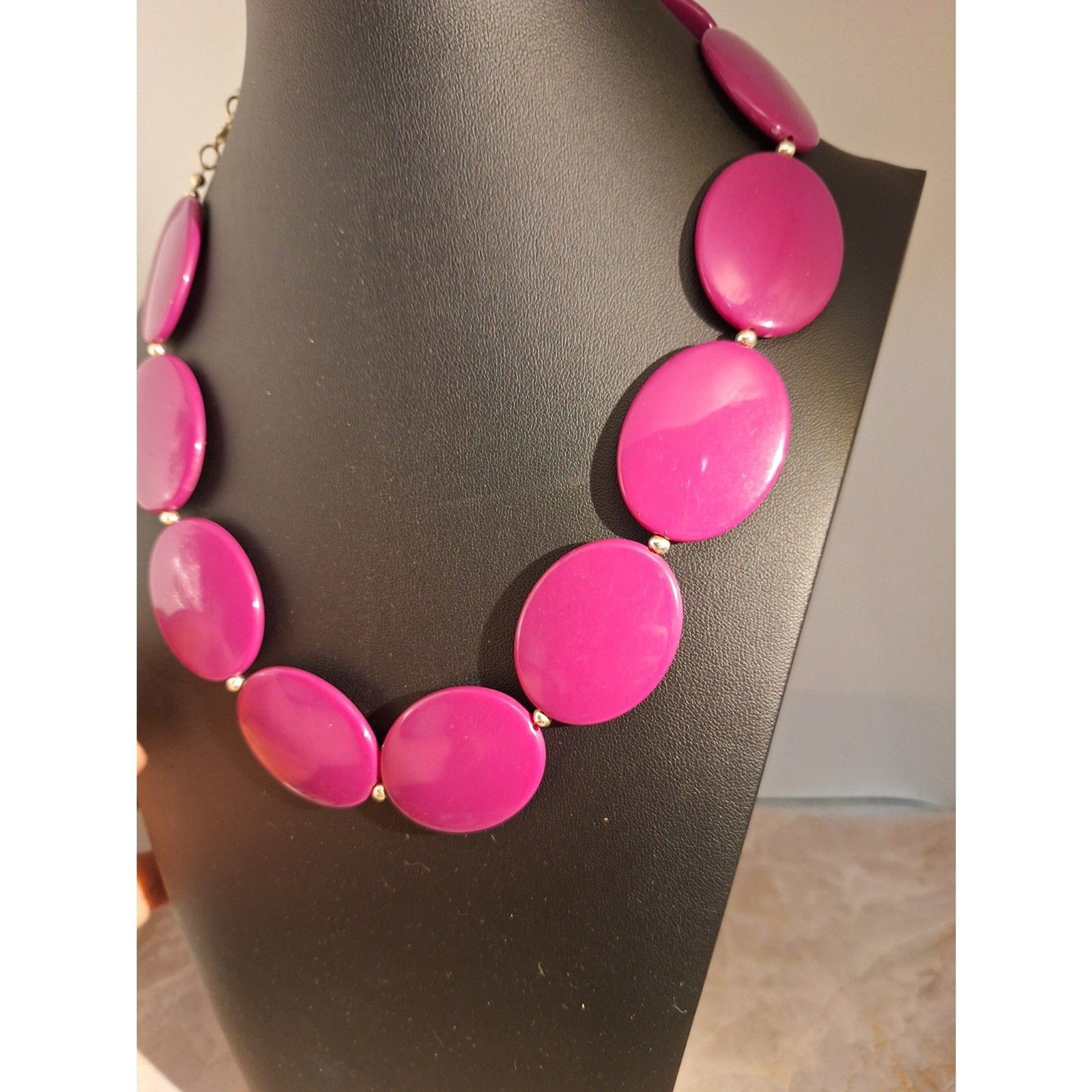 Acrylic Beaded Mid-Century Modern Style Necklace Purple Elegant Office Siren