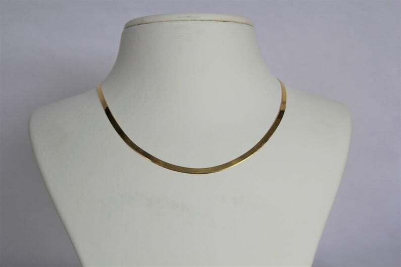 Real 18K Yellow Gold Filled Herringbone Chain Necklace Choose a Length/Width F14