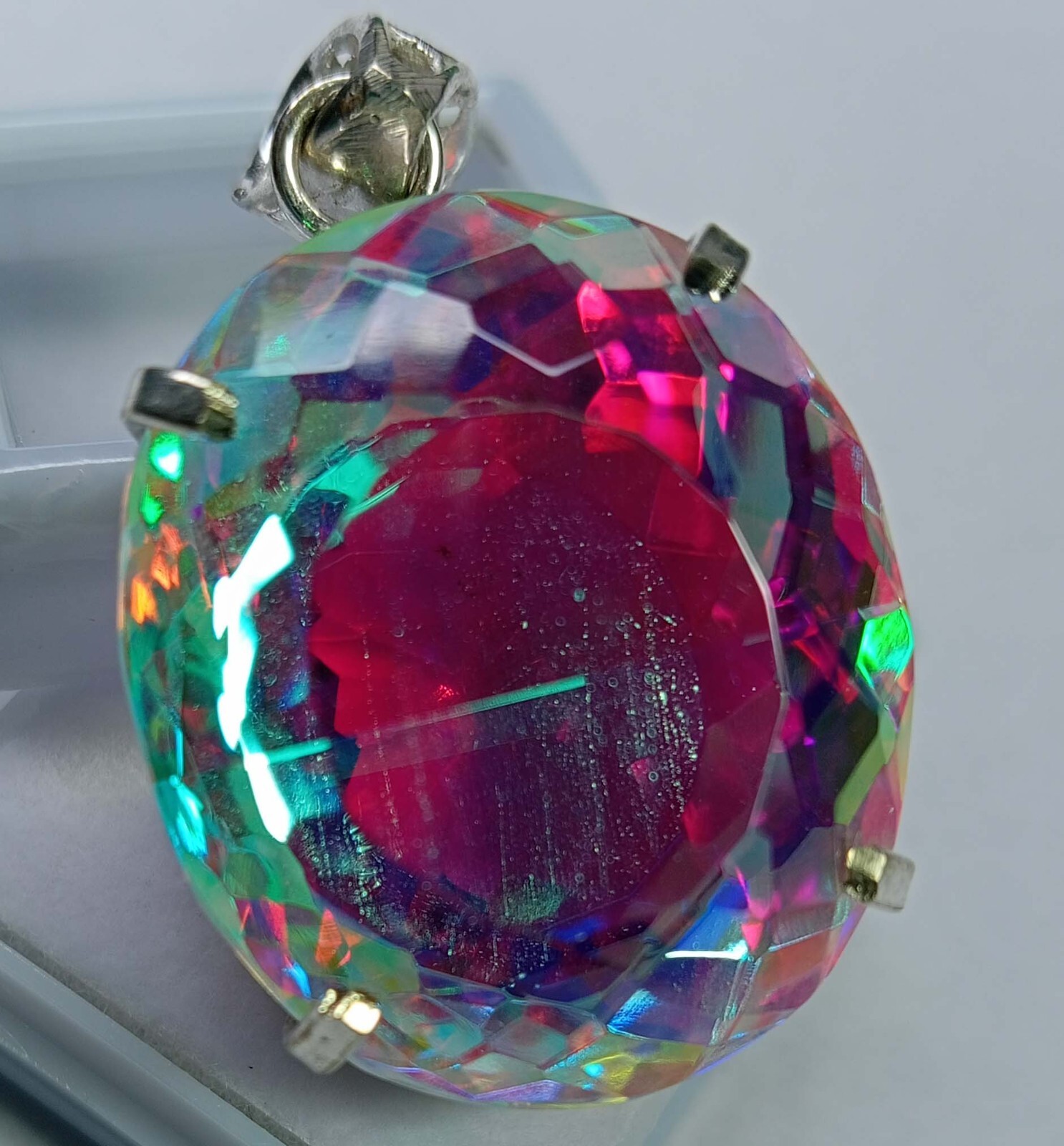 Mystic Topaz Oval Cut 87.75 Ct Natural Locket Loose Gemstone Pendant Certified