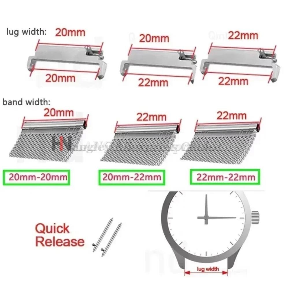 1 Pair Watch Strap Adapter Quick Release Connectors 18mm 20mm 22mm Watch Band
