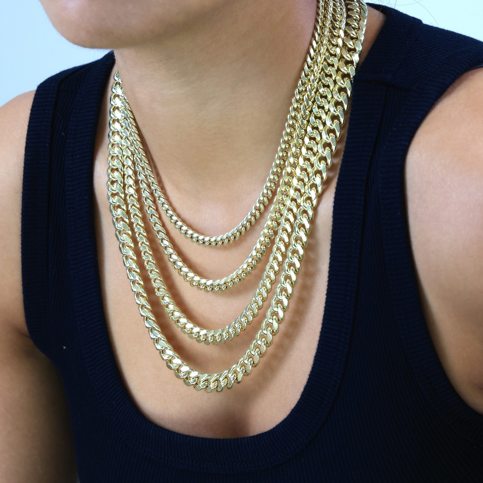 10K Real Yellow Gold 3mm-12.6mm Miami Cuban Lightweight Chain Necklace 16″ – 30″