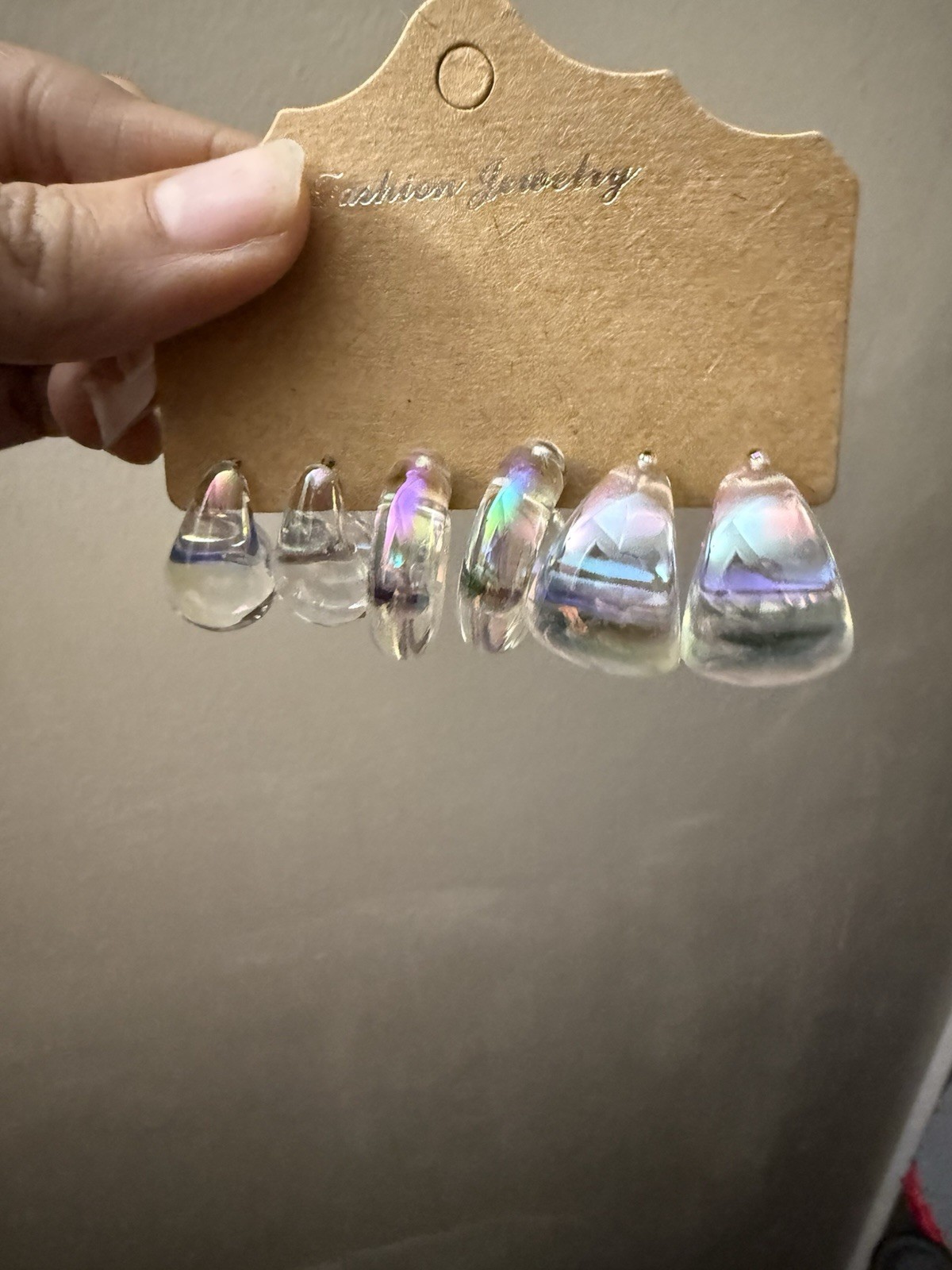 Iridescent Hoops Holographic Lucite Acrylic Transparent Retro Earrings Lot