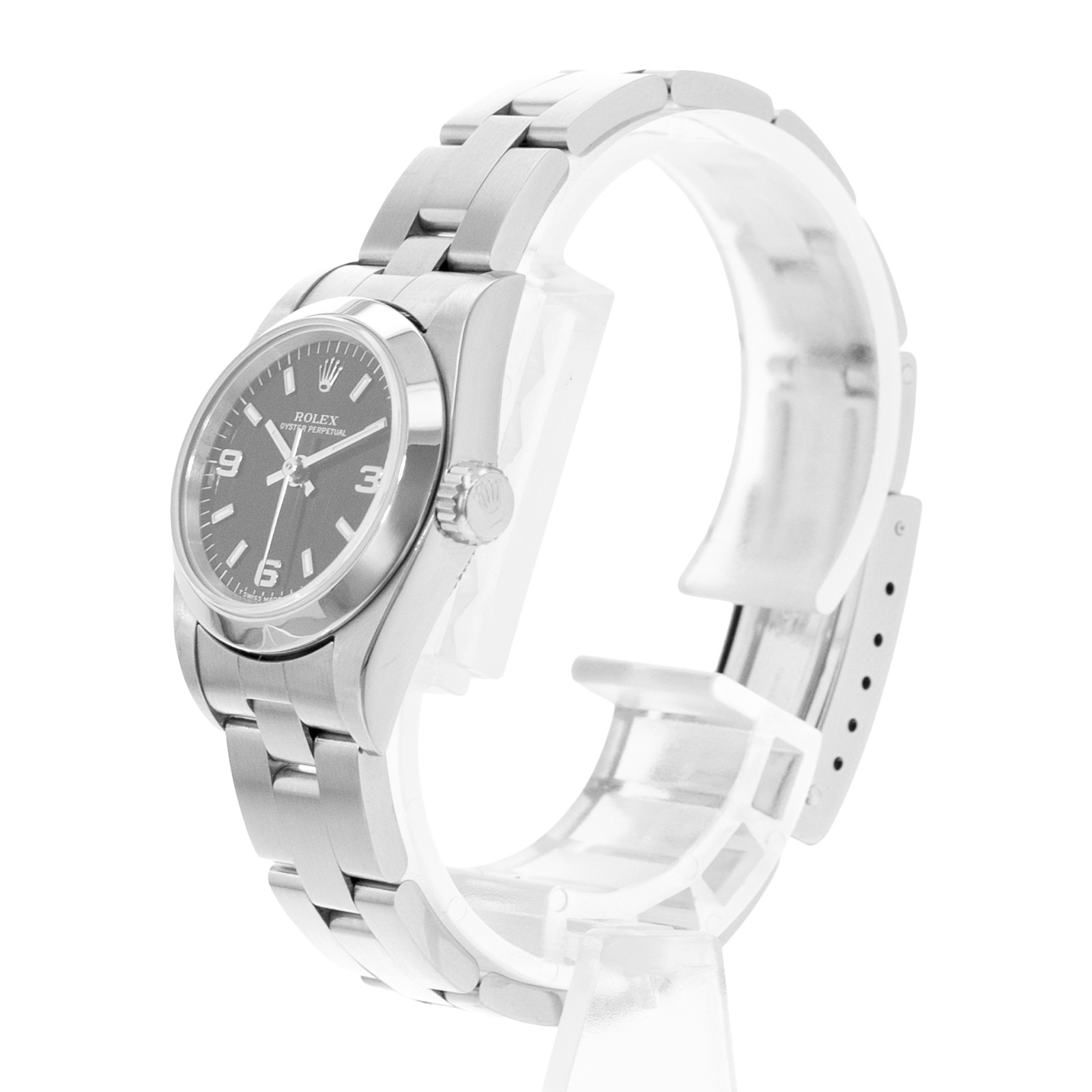 Rolex Oyster Perpetual 24 67180 Black Arabic Dial Steel Automatic Ladies Watch