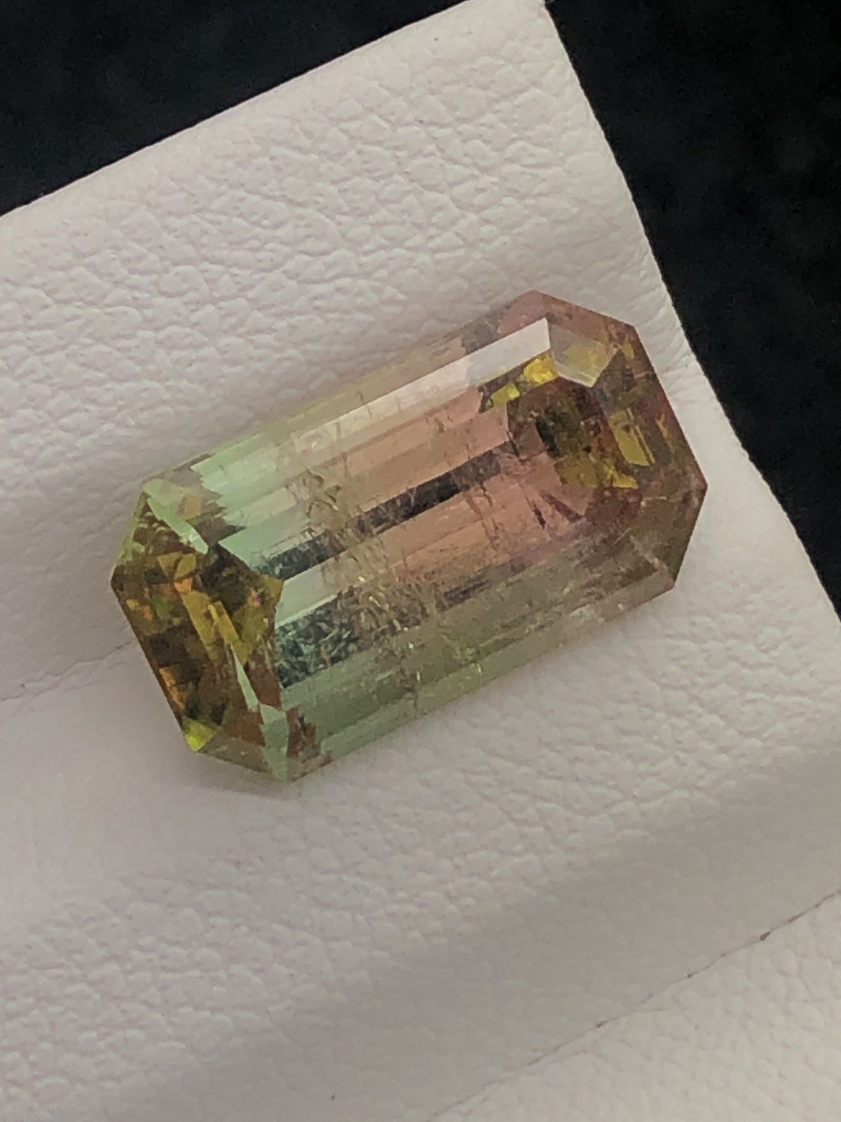 5.65 Ct Natural Bi-Color Tourmaline Emerald Cut Slightly Included Afghanistan