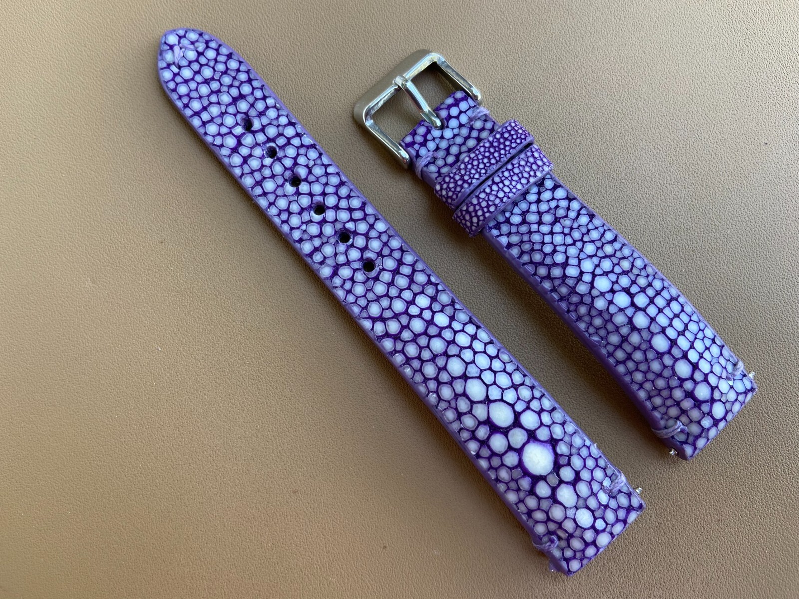 Purple Stingray Leather Watch Strap Band, Size 16mm 18mm 20mm 21 22mm 24mm 26mm