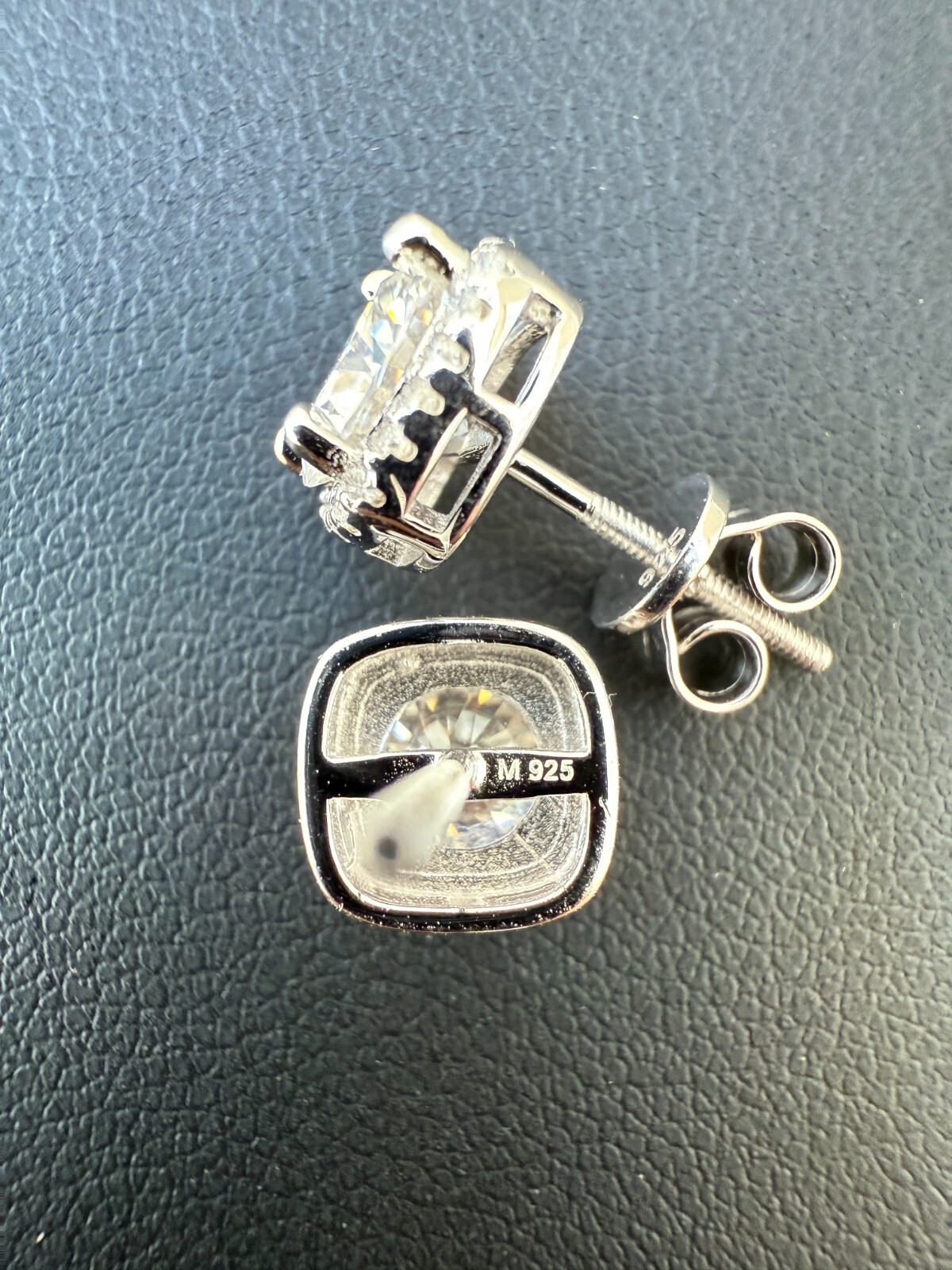 Real Moissanite Square Halo Stud Earrings 925 Silver Hip Hop Mens Ladies Iced