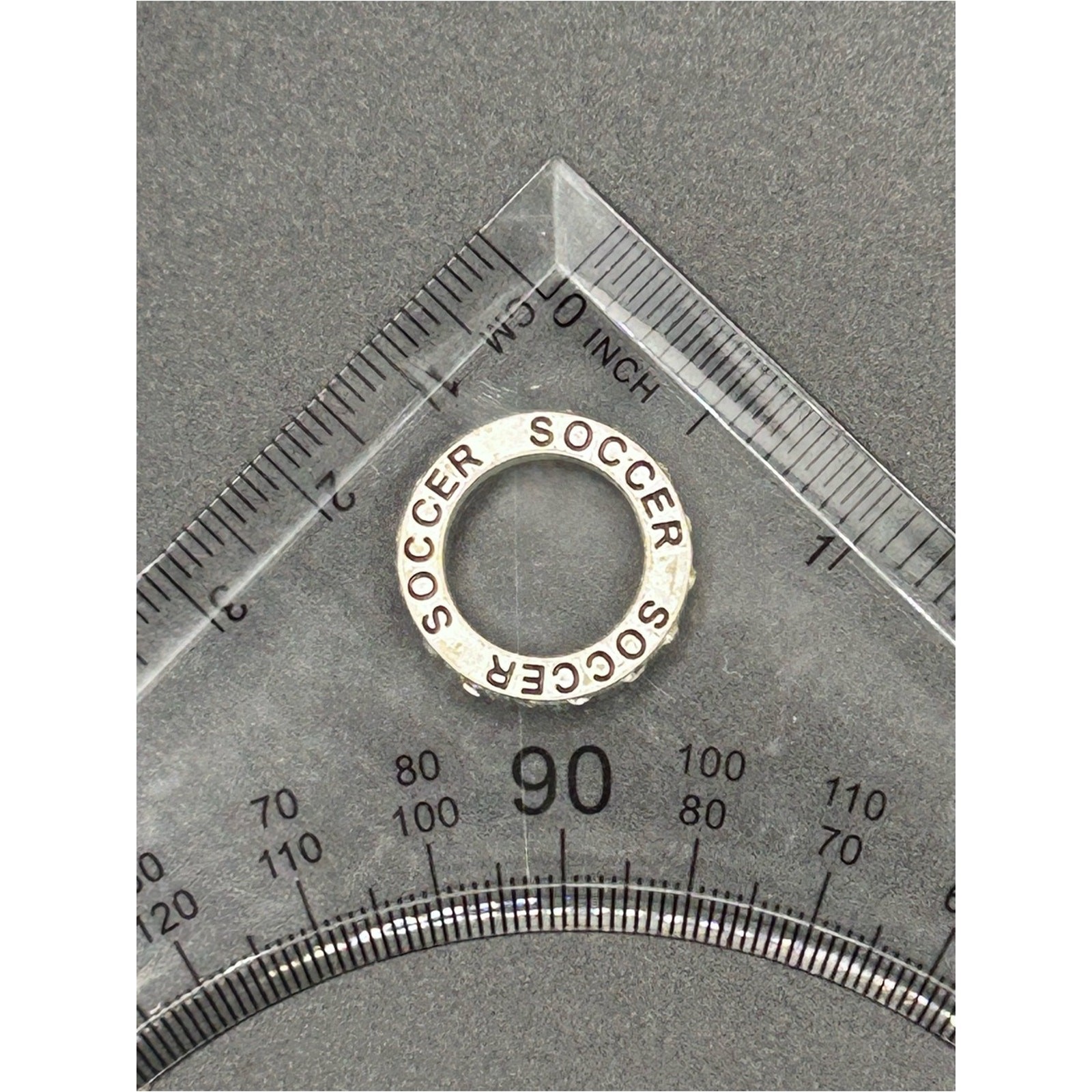 Silver-Tone Soccer Circle Pendant with Crystal Halo (pendant only)