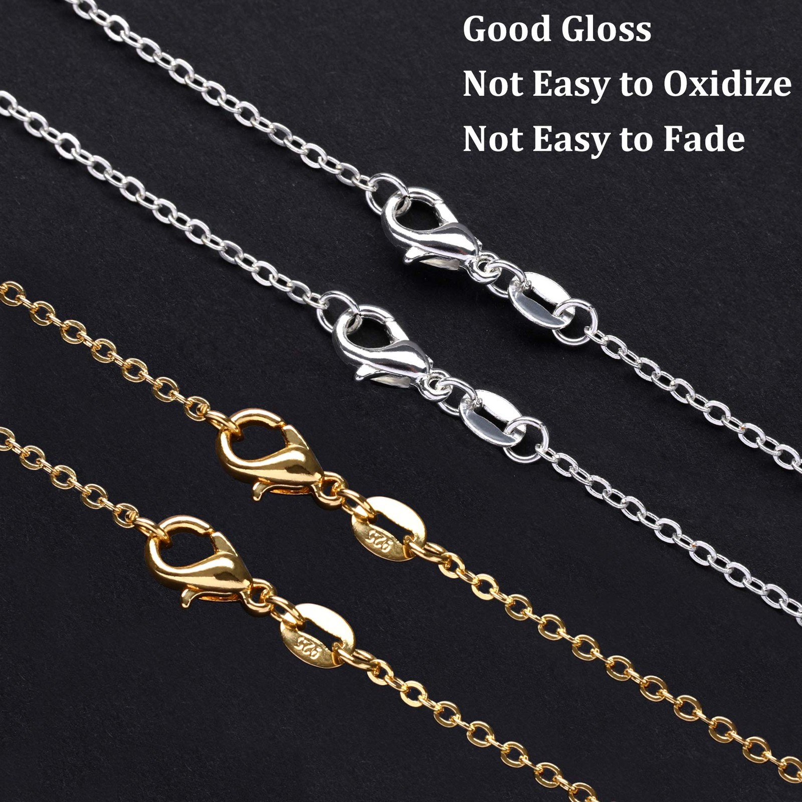 50 Pack Necklace Chains Bulk for Jewelry Making 18 Inches Cable Chain Necklac…
