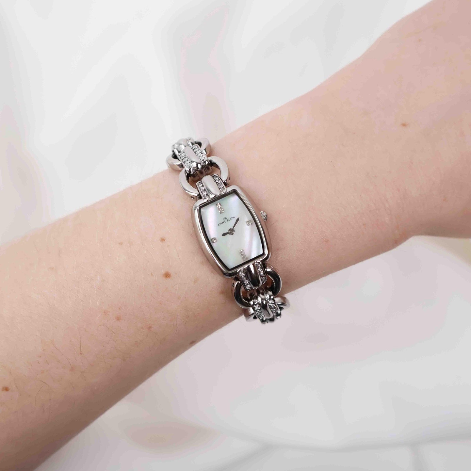 Vintage Anne Klein Rectangle Face Watch – Silver Tone Bracelet (Working Battery)