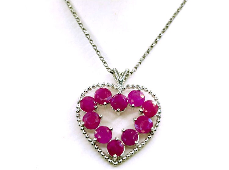 2.86ct Ruby Necklace in 18K White Gold