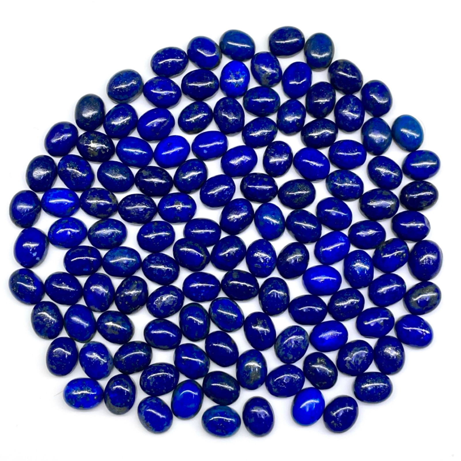 50 Pcs Natural Untreated Lapis Lazuli 10x8mm Oval Loose Cabochon Gemstones Lot