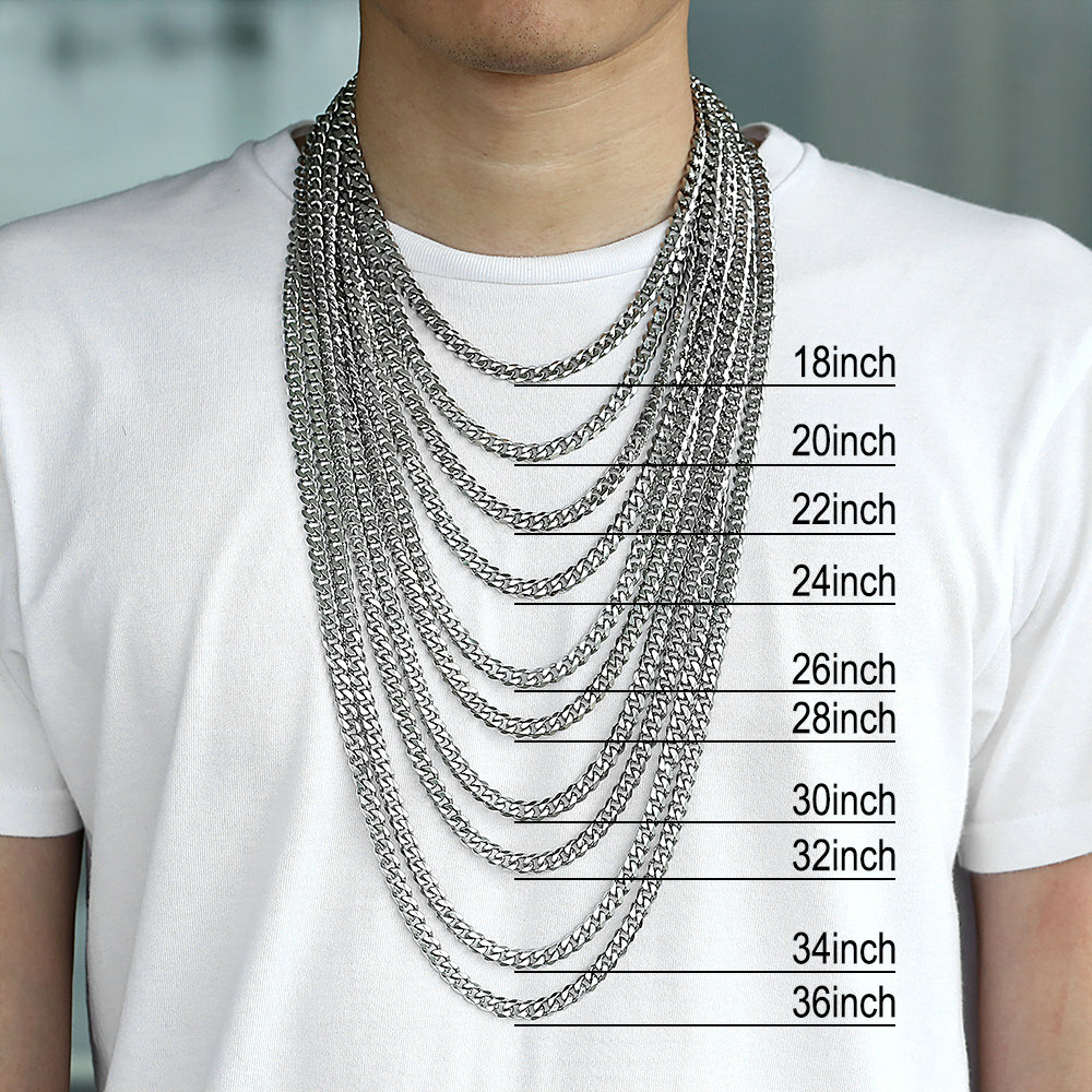 3/5/7/9/11mm Cuban Curb Mens Necklace Black Stainless Steel Link Chain 18″-30″