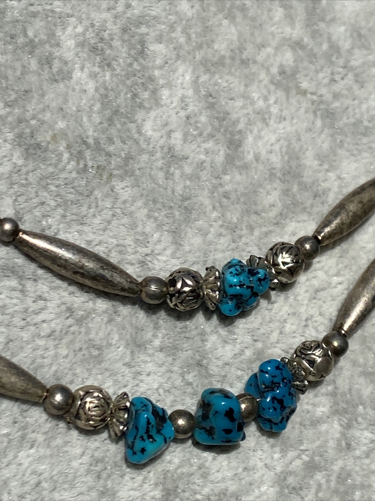 Vintage Necklace Southwest Liquid Silver Turquoise Estate Fine Jewelry Pre-Owned