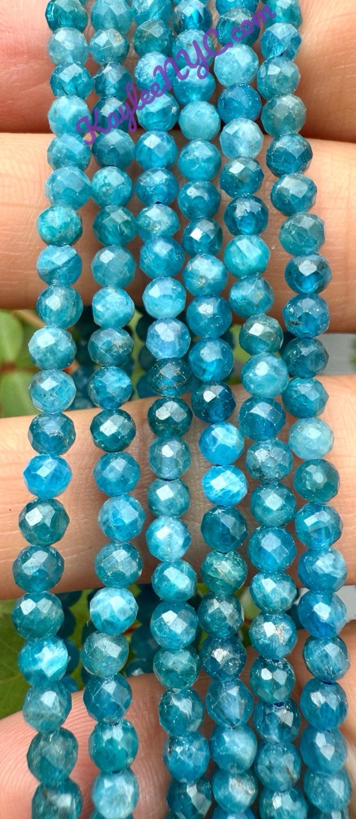 Wholesale 6 Pcs Natural Apatite 4mm Faceted 7.5” Stretch Bracelet