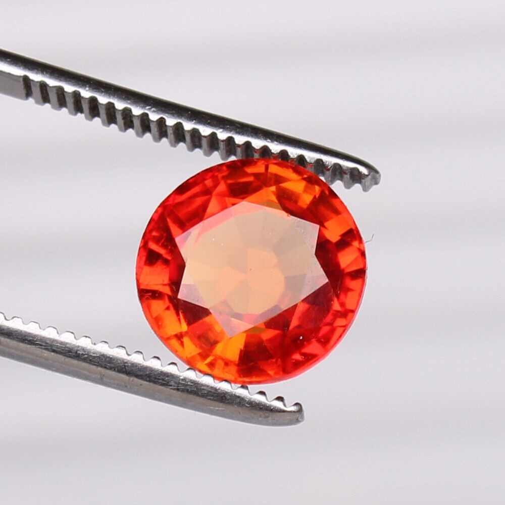 Certified 6.50 Carat. Orange Sapphire Round Cut Loose Gemstone Bright Fire AAA