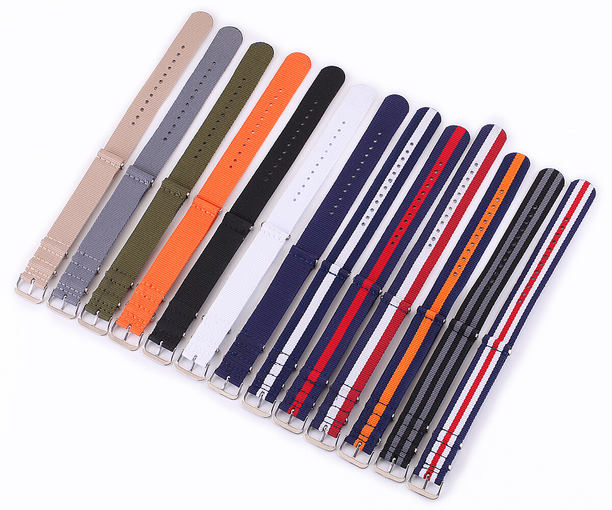 18mm 20mm 22mm 24mm Canvas Military Nylon Watch Strap Band