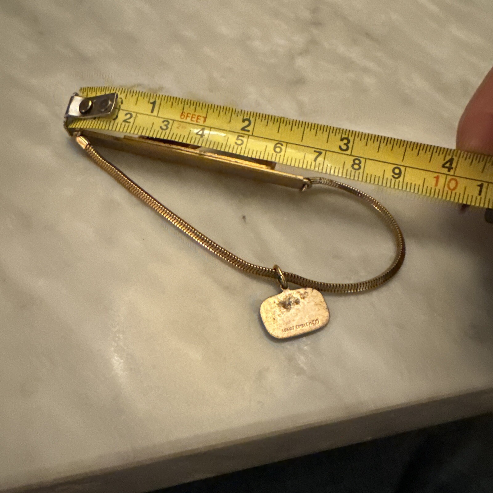 Snake Chain Gold Tone Tie Clip Bar Retro Formal Vintage GTE EMBLEM 10K GF