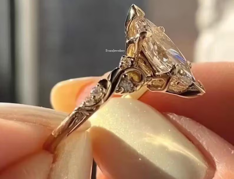 4.30Ct Marquise-Cut Lab Grown Diamond Solitaire Engagement Ring 14k Yellow Gold