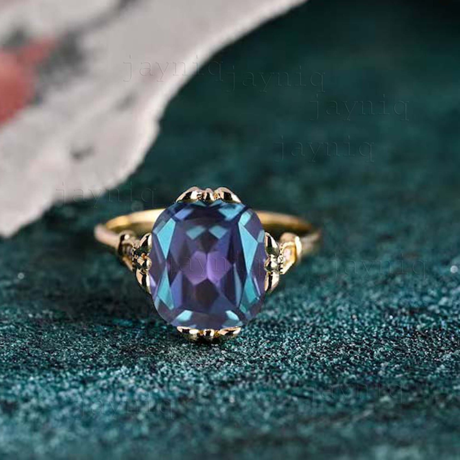 Color Changing Alexandrite Ring 925 Sterling Silver Dainty Jewelry Gift For Her