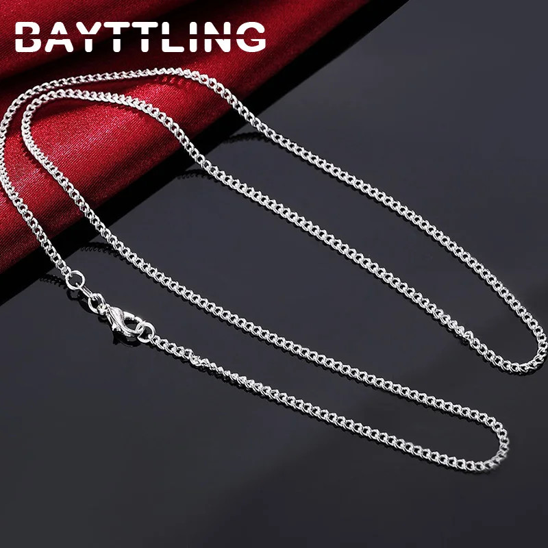 Link Chain Necklace 925 Sterling Silver 2mm 16-30in Adjustable Men Jewelry