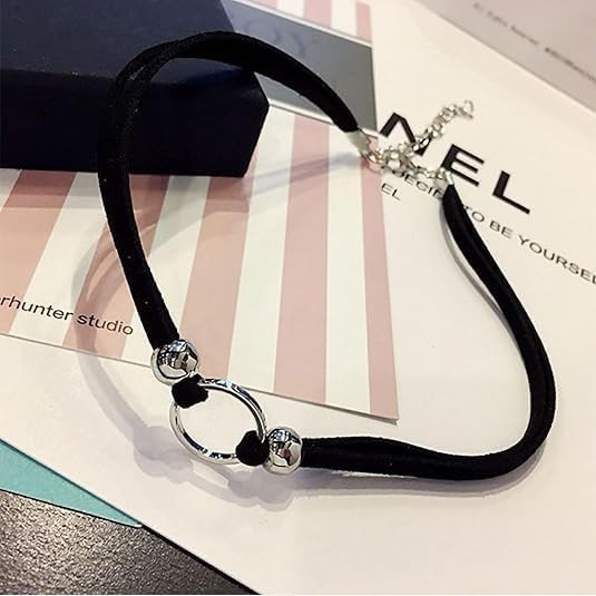 Black Submissive Necklace for Women Velvet Day Collar Choker Silver…