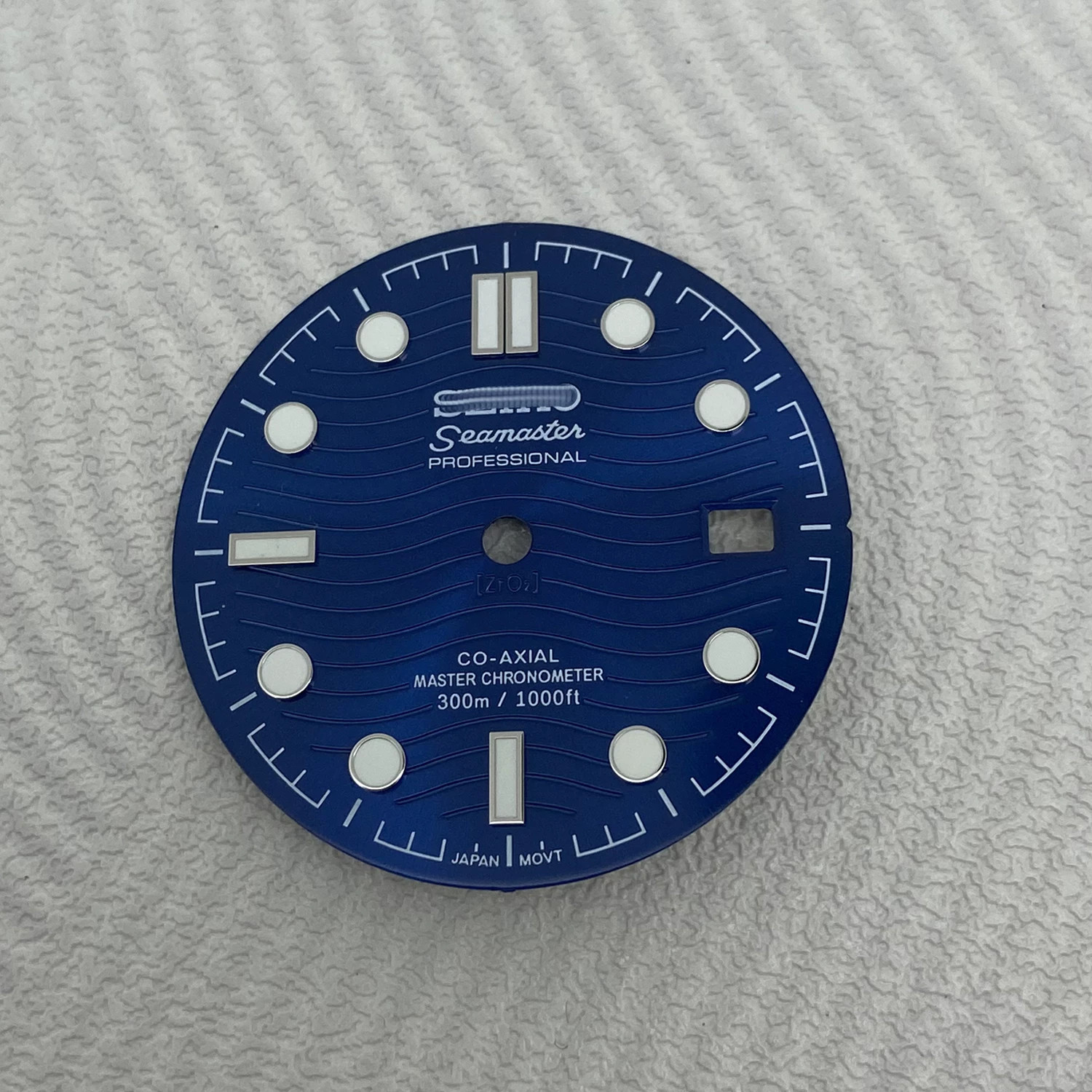 31mm Ripple Pattern Watch Dial+Hands Green Lume For NH35 Movement Watch Parts